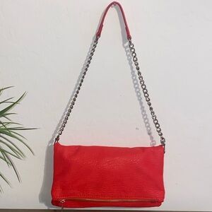 EXPRESS Red Soft Leather Clutch Handbag NWOT
